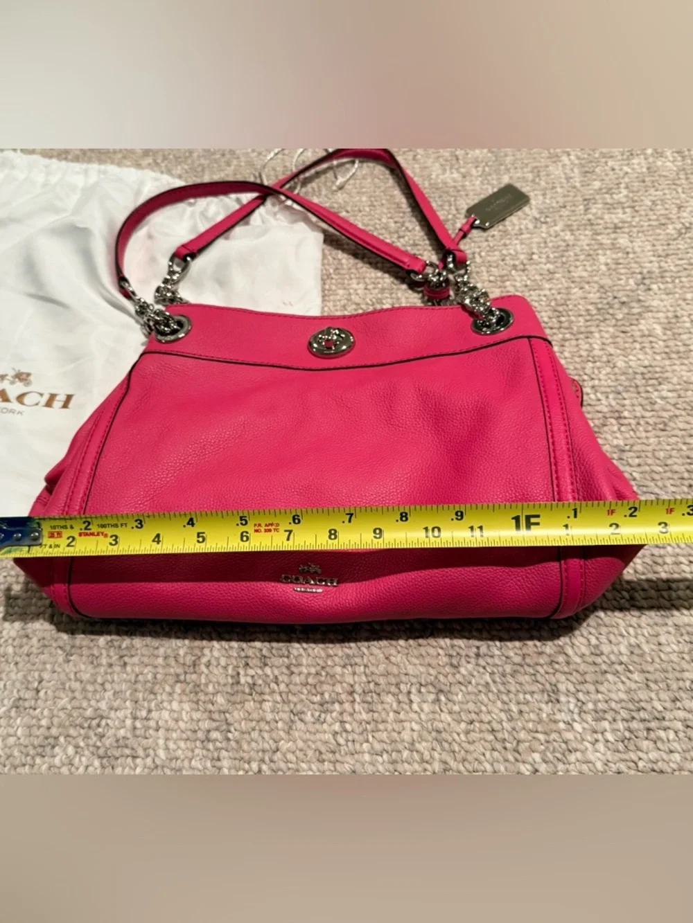 Coach hot Pink Pebbled Leather Shoulder Bag Never Used Includes dust bag
